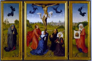 Triptyque de la Crucifixion avec Sainte Marie-Madeleine, Sainte Véronique et des mécènes inconnus, vers 1440-45